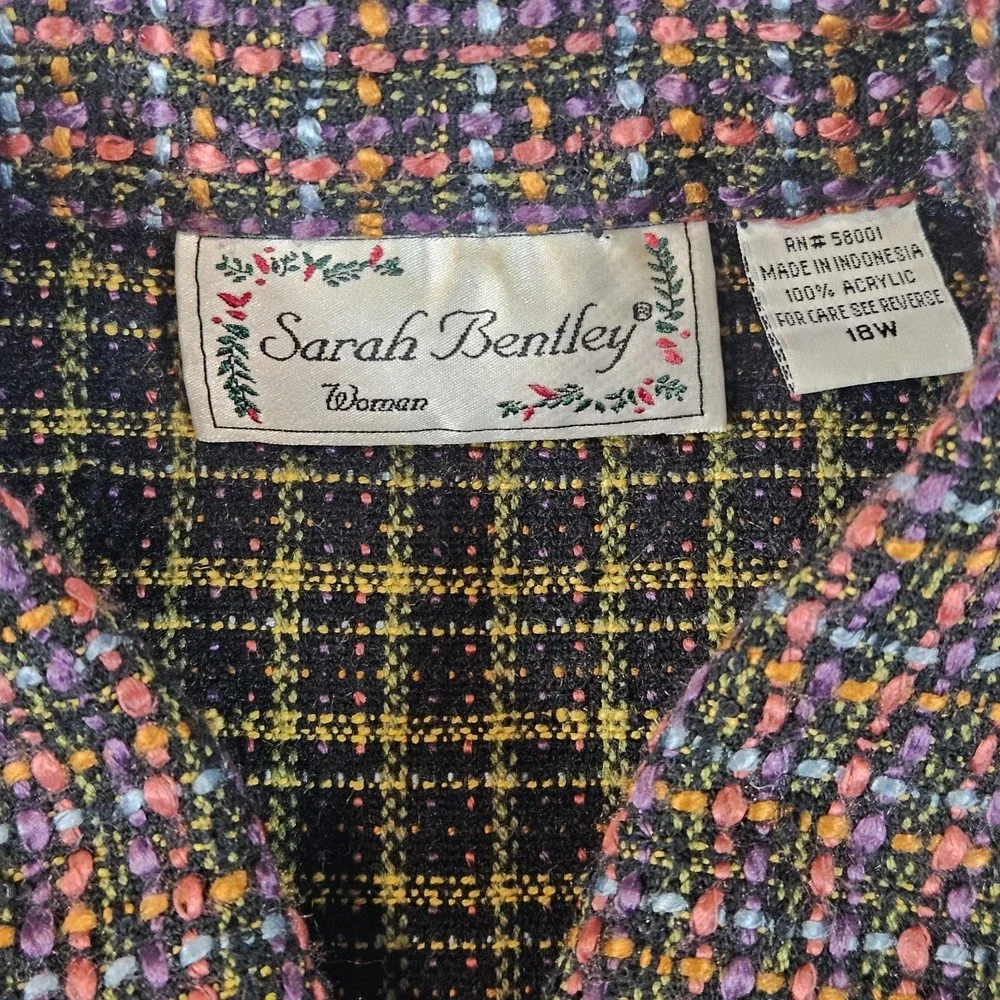Vintage Sarah Bentley Blazer Jacket Women's Size 18W Boucle Acrylic Tweed‎